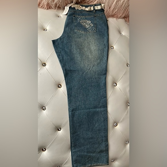 NEW Together by Spiegel Medium Wash Classic Fit Embroidered Jeans Size 16 RARE - Picture 6 of 15